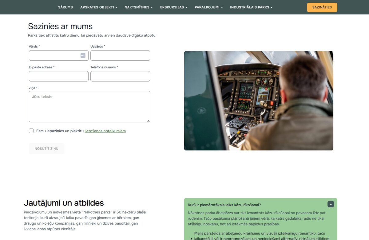 Nakotnesparks.lv - Saziņas forma