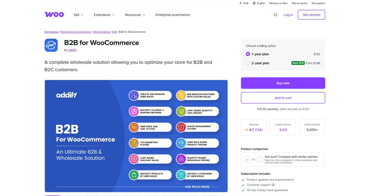 B2B for WooCommerce - A complete wholesale solution to optimize a store for B2B and B2C customers