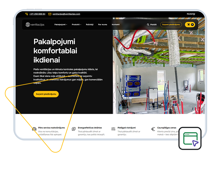 Ventilacijas.com mājaslapa ar produktu katalogu