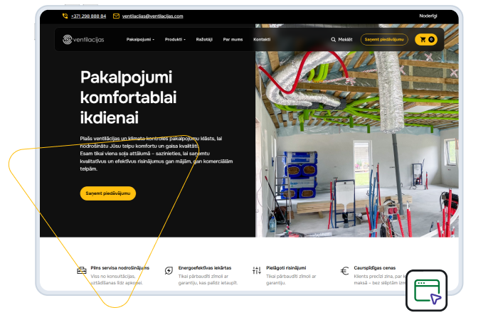Ventilacijas.com mājaslapa ar produktu katalogu