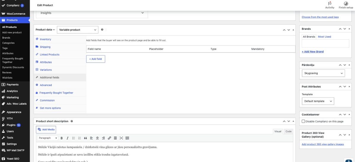 Product personalization in woocommerce