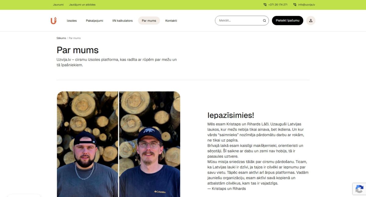 Uzvija.lv par mums sadaļa
