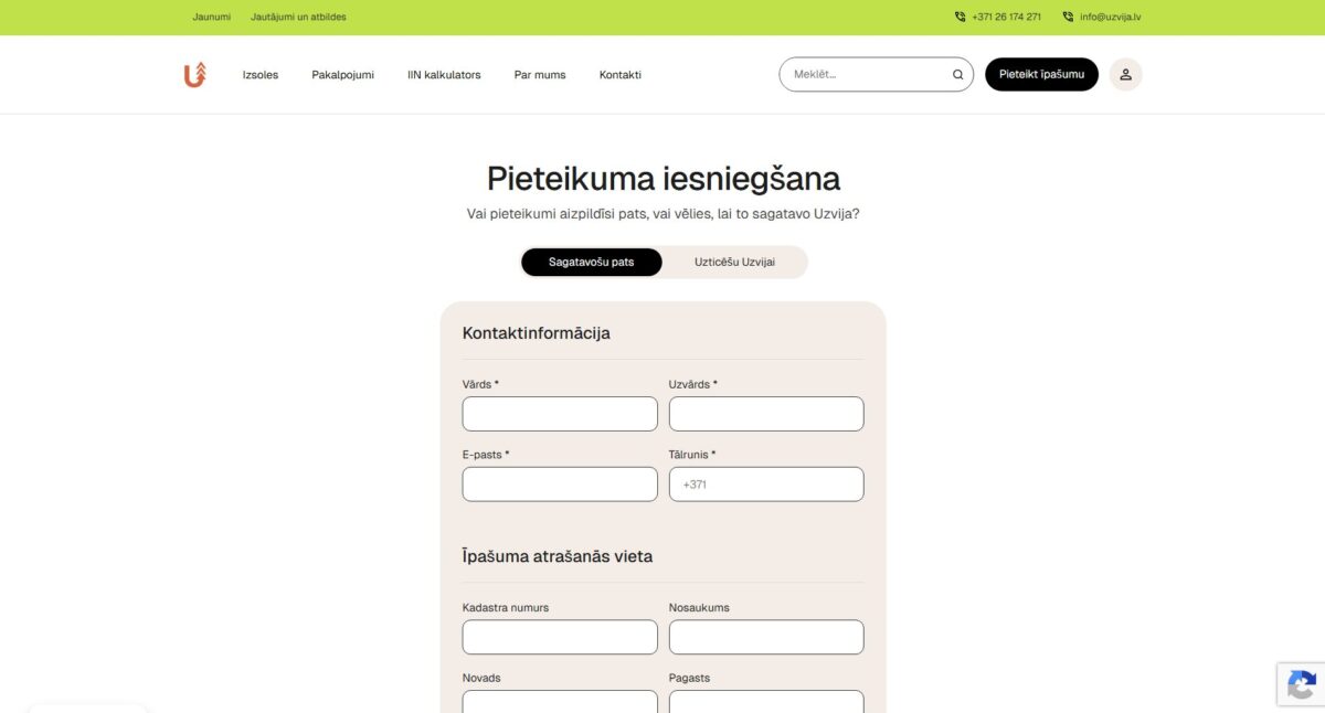 Uzvija.lv pieteikuma iesniegšana